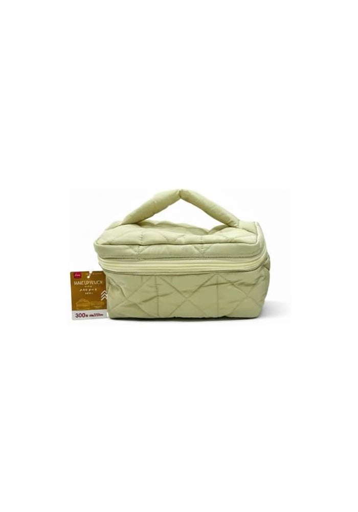 DAISO Quilted Make-Up Pouch - Beige Cosmetic Storage Bag for Travel & Daily Use - Image 1